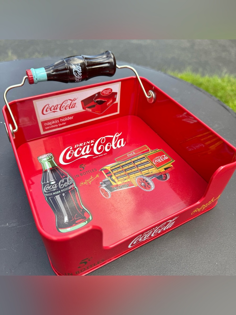 Retro Coca-Cola Advertising Tin Square Flat Napkin Holder Vintage 6.5x6.5x2.25โ - Picture 9 of 14